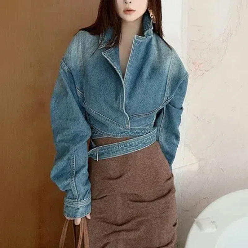 Blue Washed Retro Denim Jacket - Unique Women'S Formal Wear recension och pris