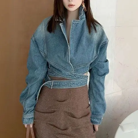 Blue Washed Retro Denim Jacket - Unique Women'S Formal Wear recension och pris