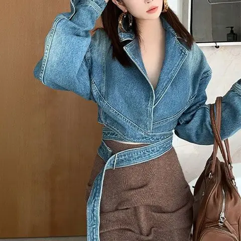 Blue Washed Retro Denim Jacket - Unique Women'S Formal Wear recension och pris