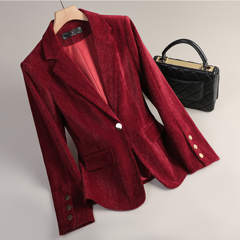 Yellow Gold Velvet Blazer Wome - Women Formal Wear Winter recension och pris