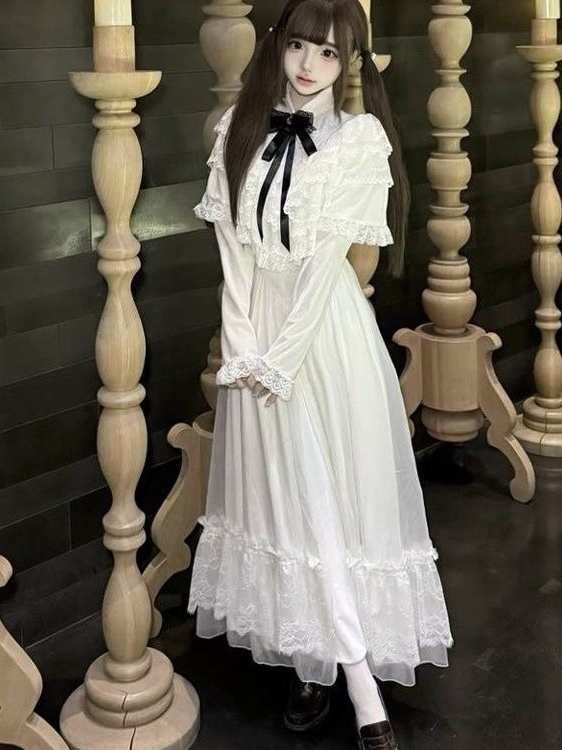 Japanese Short Sleeve Bow Lace - Women Formal Wear Winter recension och pris
