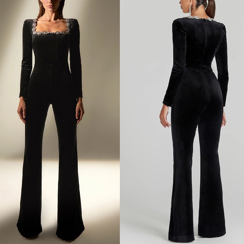 2026 Elegant Women Velvet Cors - Women'S Formal Wear Jumpsuit recension och pris