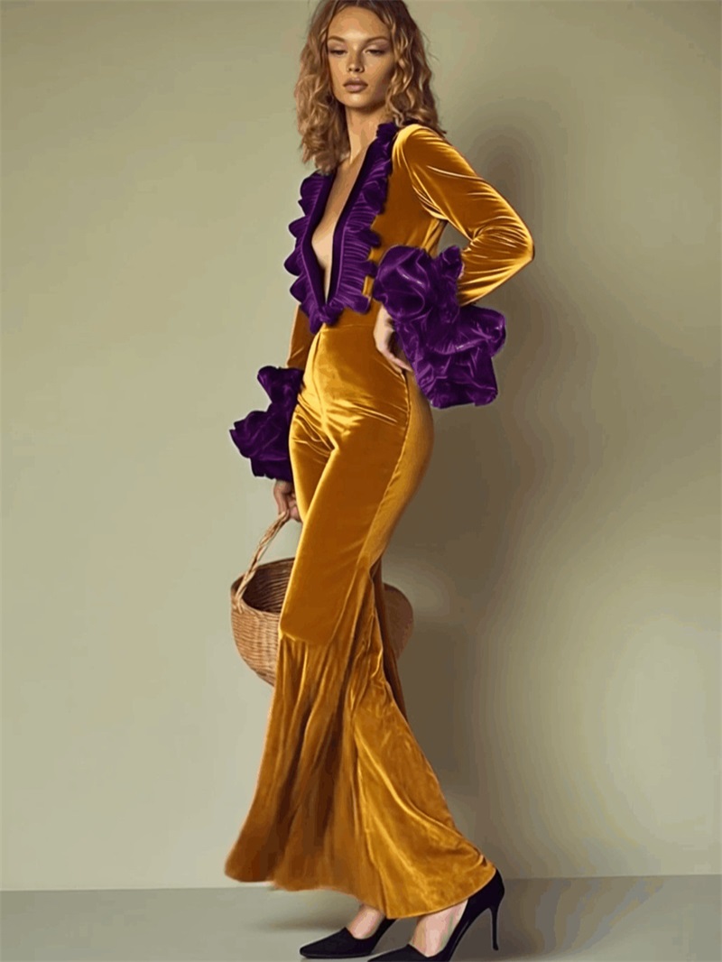 Yellow Purple Velvet Women Jum - Yellow Formal Wear Women recension och pris