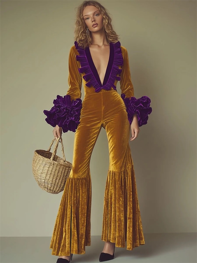 Yellow Purple Velvet Women Jum - Yellow Formal Wear Women recension och pris